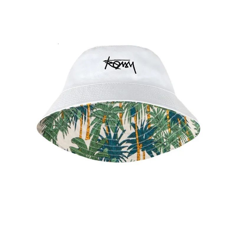 XL Wide Brim Blackpink Bucket Hat With Double Sided Floral Design