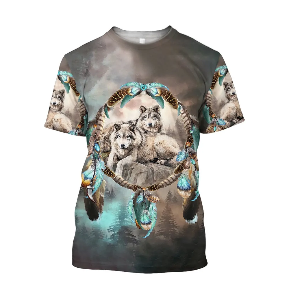 Hip Hop Sportwear Punk Casual Autumn Men Cool Print The Avatar The Animal Wolf 3D T-shirt009