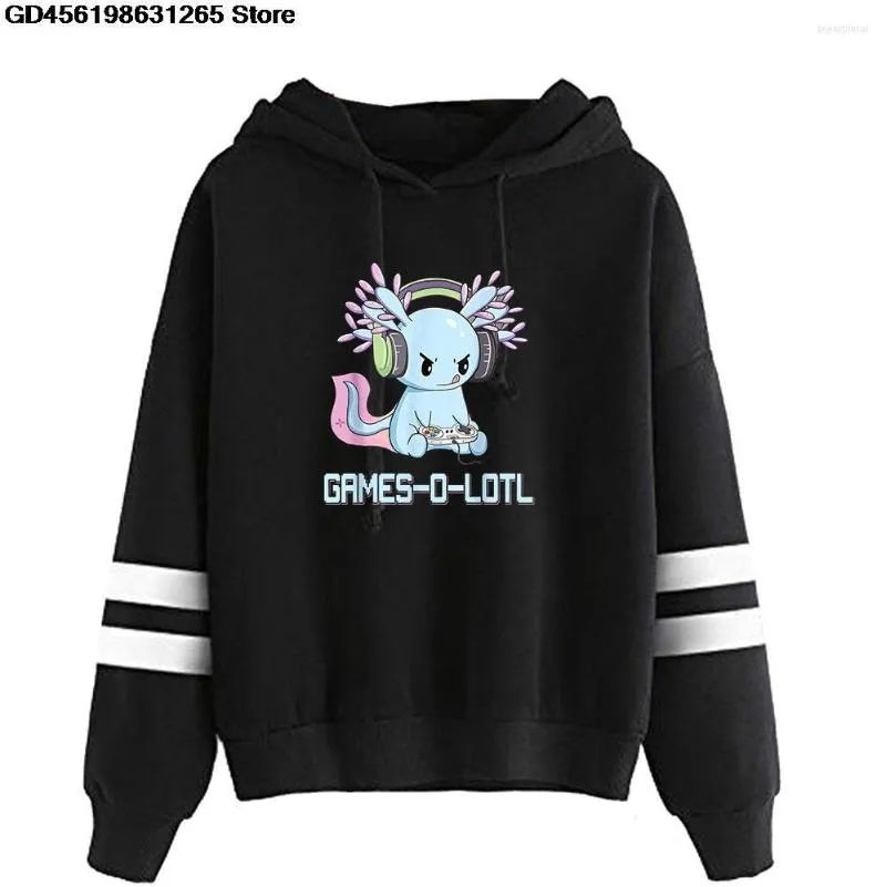 Sweats à capuche pour hommes Y2K Gamesolotl Axolotl Video Gamer Kawaii Pastel Goth Sweat à capuche Swearshirt Streetwear Tops Vêtements décontractés Mode Femmes Pulls