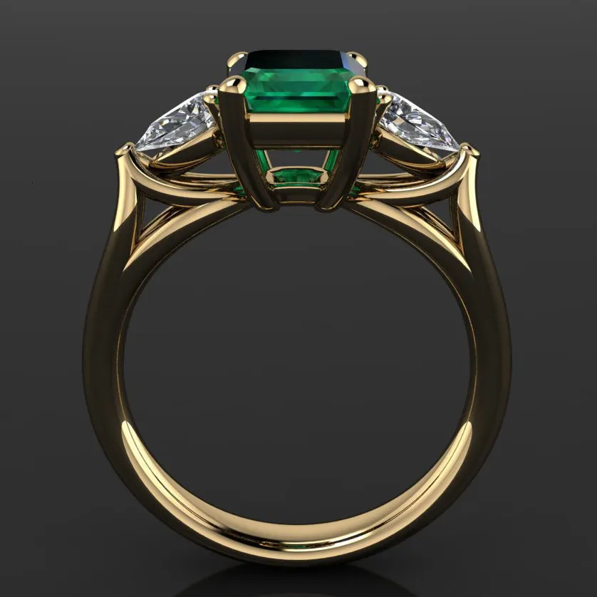 Fedi nuziali Gioielli in oro 14k Anello verde smeraldo per donna Bague Diamant Bizuteria Anillos De Pure Gemstone Femmine 230712