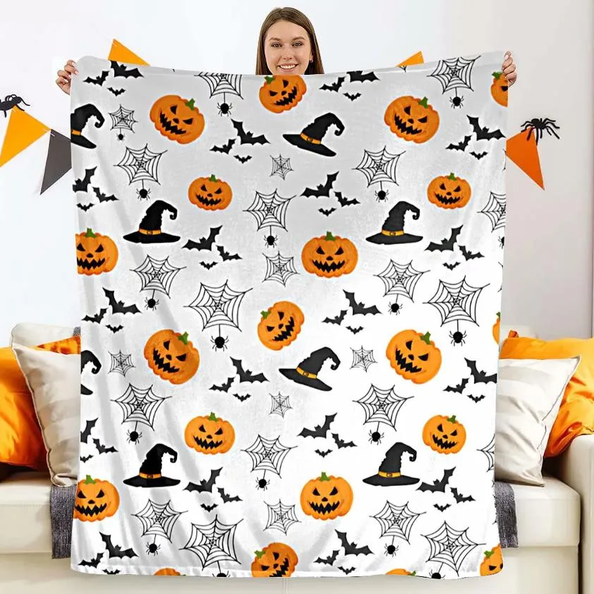 Dekens 30x40 inch Leuke Pompoen Deken Halloween Lichtgewicht Gooi Voor Vrouwen Mannen Zachte Gezellige Bank Woonkamer Bed K1