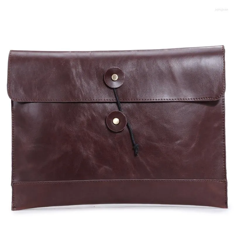 Briefcases 2023 Fashion Men Handbag Genuine Leather Briefcase Casual Hasp Envelope Bag Business Messenger Bags Travel Bags6920