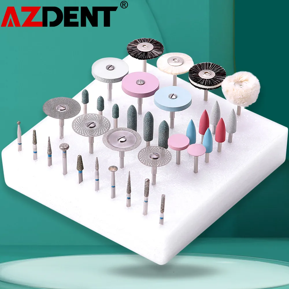 Nagel-Maniküre-Set, 1 Box, insgesamt 35 Stück, Box Azdent Dental Lab Polierset Keramik Porzellan Schleifen Zahnarzt Werkzeug 230712