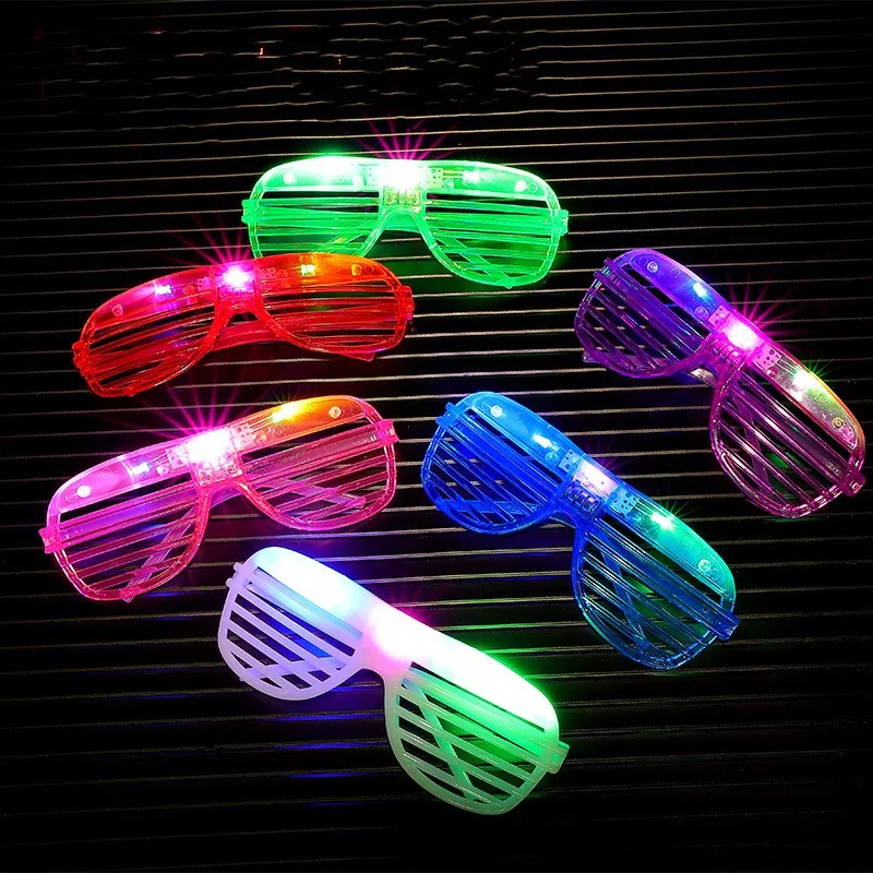 Fashion Shutters Shape LED Flashing Glasses Light Up kids Toys Christmas Party Supplies Decoration Glowing Glasses