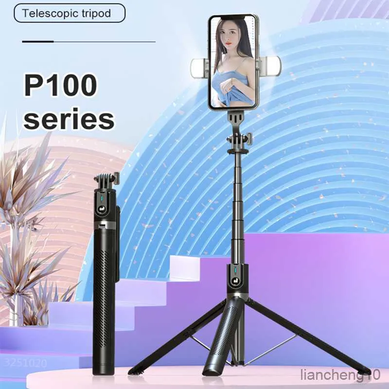 Selfie monopods fgclsy 2022 Ny Bluetooth trådlös selfie stick aluminium stativ 360 grader roterande fjärrlucka för iPhone R230713