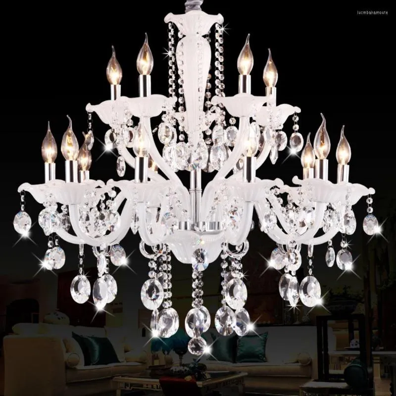 Chandeliers White Chandelier Lighting For Dining Room Modern Crystal Classical Bedroom Hanging Crystals Chain