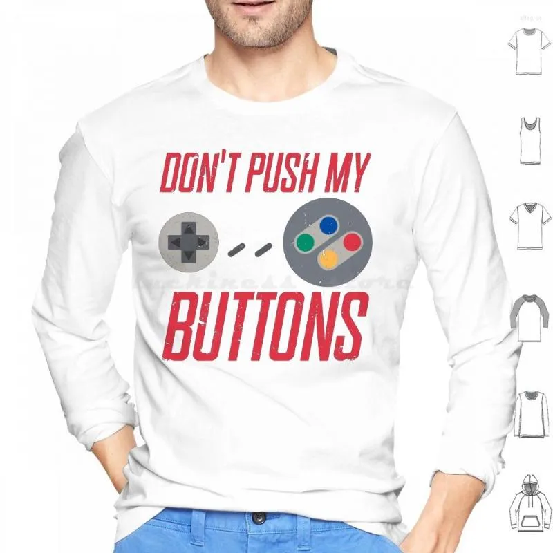 Hoodies voor heren Don'T Push My Buttons Capuchon Katoen Lange mouw Videogames Controller Culture Puns Snes