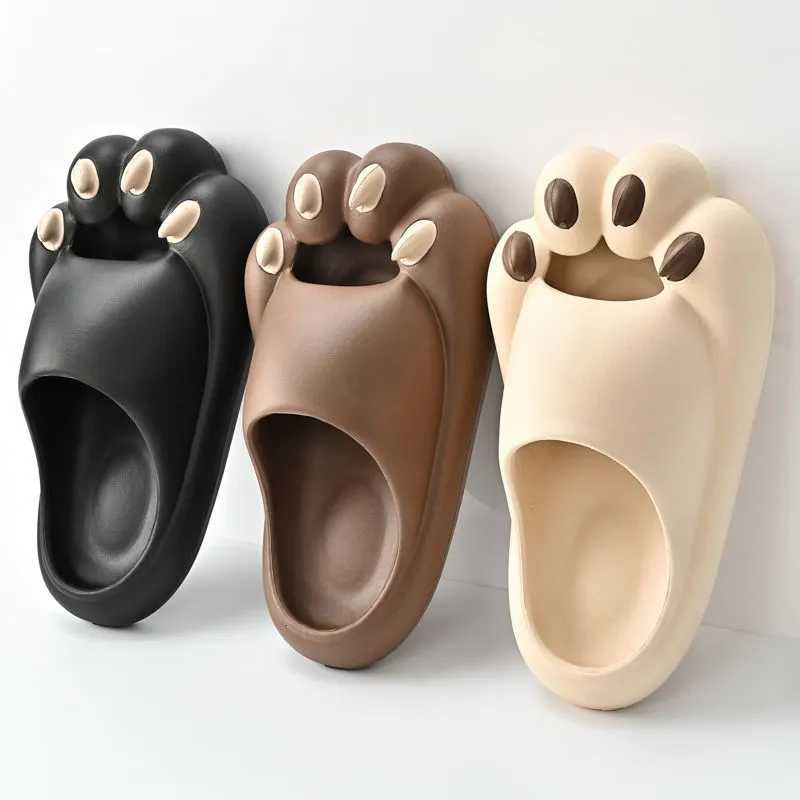 Slippers Interesting Tiger Claw Foot Protection Slider Women's Summer Platform Anti slip Slider Sandals Bathroom Couple Shoes 230713