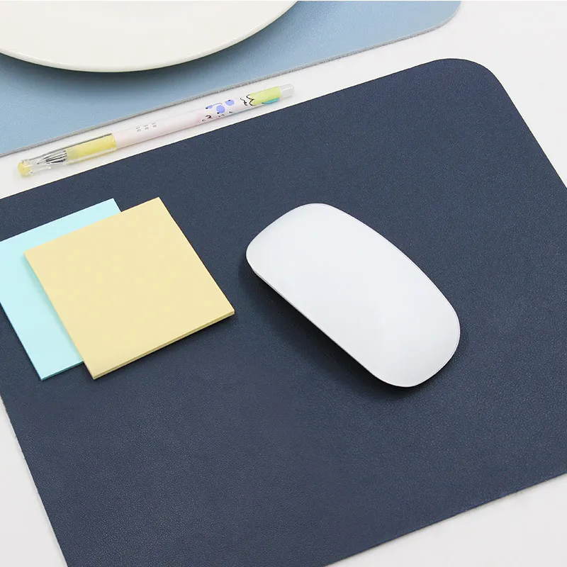 1 pc tapis de souris en cuir PU Simple couleur unie étanche tapis de bureau Kawaii surdimensionné accessoires informatiques fournitures de bureau
