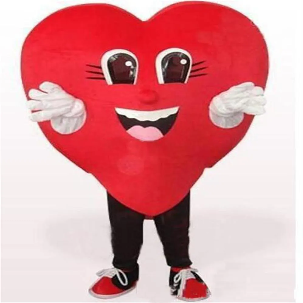 2019 Factory Outlets Love Red Heart Mascot Costume Halloween Wedding Party Red Heart Cartoon Costume Fancy Dress Vuxen Childre30p