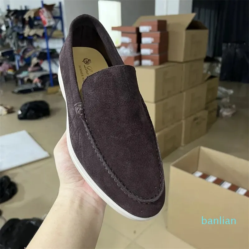 Scarpe eleganti da uomo mocassini estivi da passeggio appartamenti in morbida pelle scamosciata bassa slip on suola in gomma sneaker fatta a mano con scatola 38-46