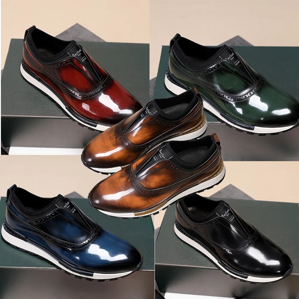 Berluti Scarpe sportive da uomo Sneakers di lusso Scarpe da ginnastica di alta qualità Scarpe da allenamento fatte a mano Casual Tackie Fashion Scarpe da trekking comode Vera pelle