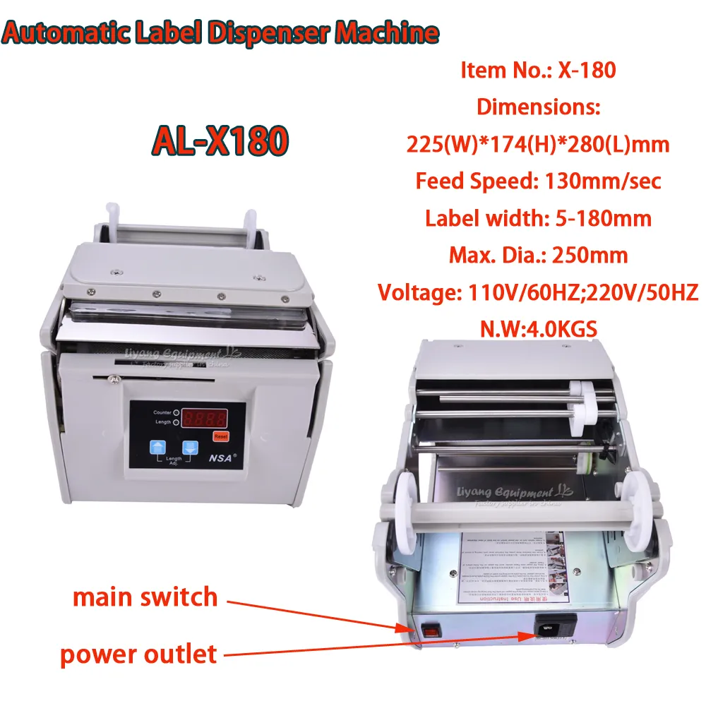 Automatyczna maszyna dozowująca 5-180 mm Wysokiej jakości wysokiej jakości al-X180 Zakładka do usuwania urządzenia do oddzielenia 220V 110V