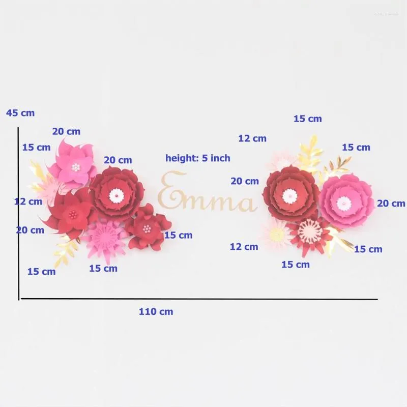 Fiori Decorativi Cartoncino Mix Fleur Carta Fai Da Te Rosa Nome Segno Kit Per Nursery Wall Deco Baby Shower Ragazze Camera Compleanno Sfondo