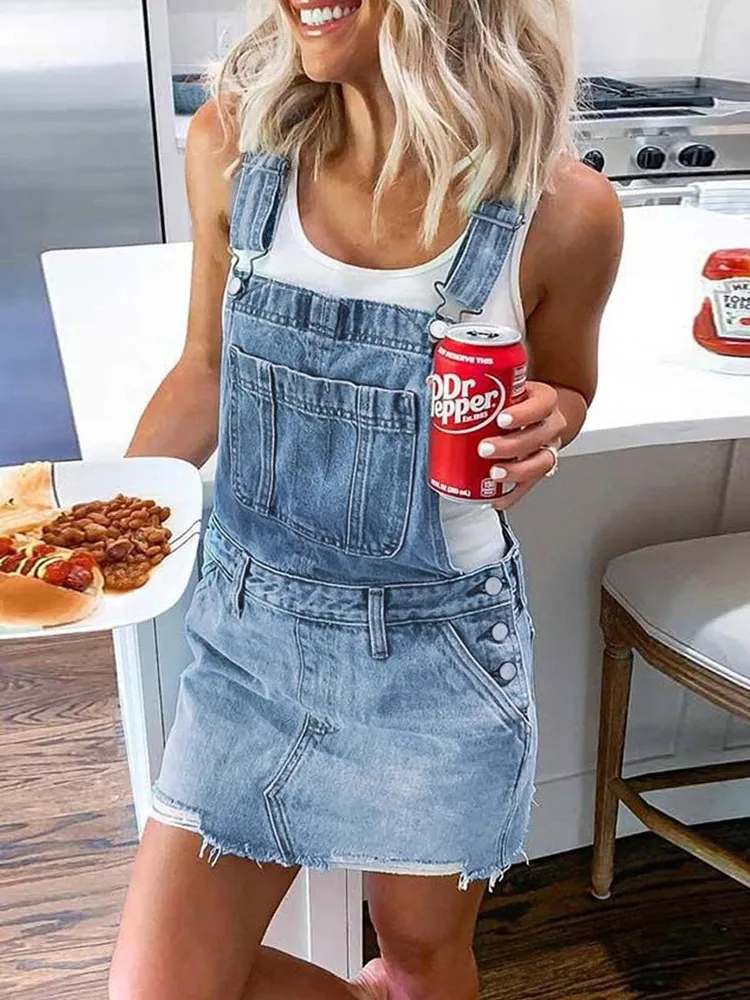 Overall short dress hot sale