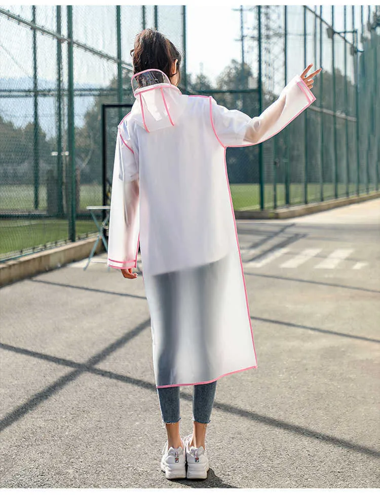 Poncho Imperméable Portable Transparent Pour Femme - Manteau Pluie Avec Capuche Et Ceinture, Réutilisable