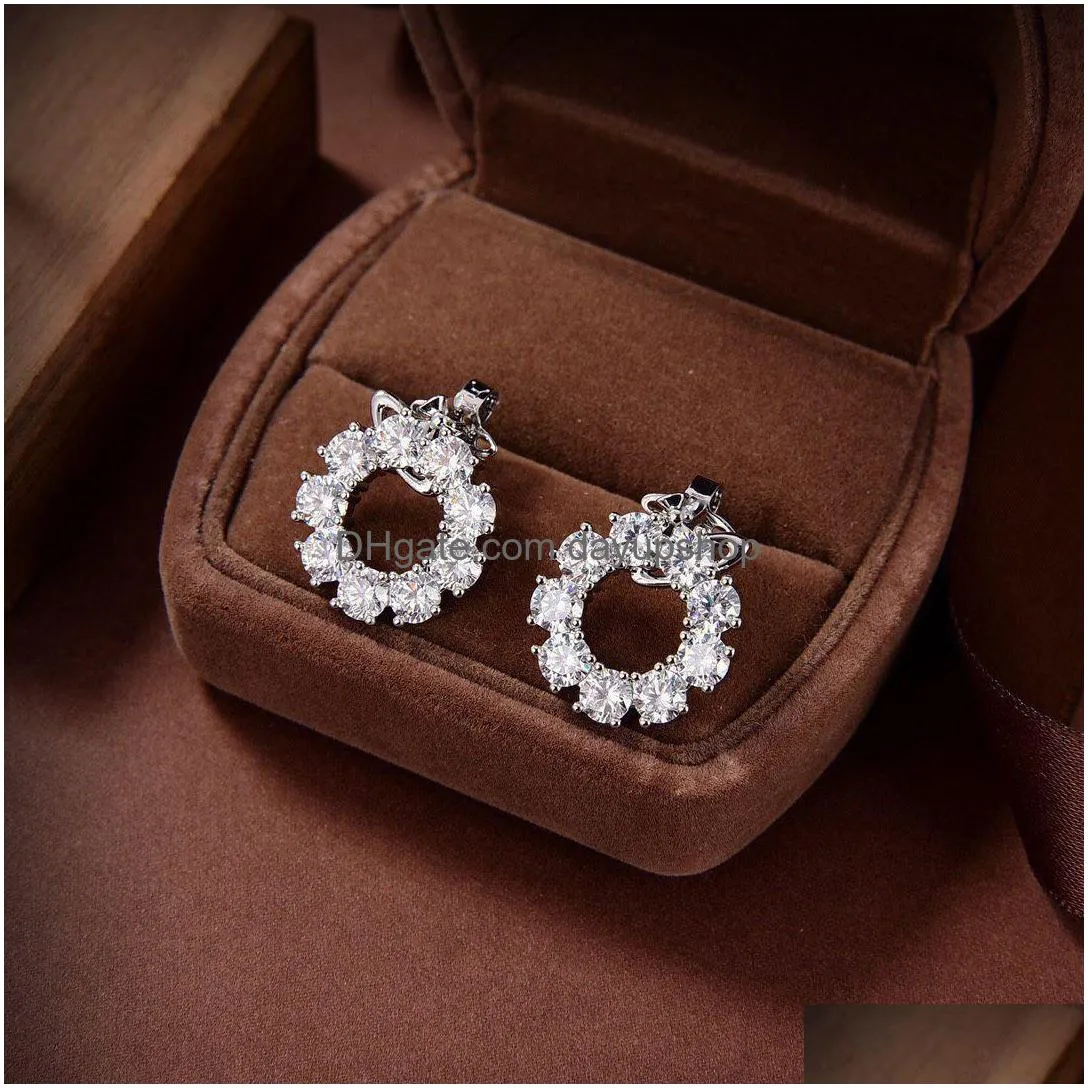 Stud Fashion Designer Marque Boucle D'oreille Pour Femme Lettre Vivian Diamant Perle Or Hoop Boucle D'oreille Westwood Femmes Tendance Boucles D'oreilles 78 Drop Del Dhpfu