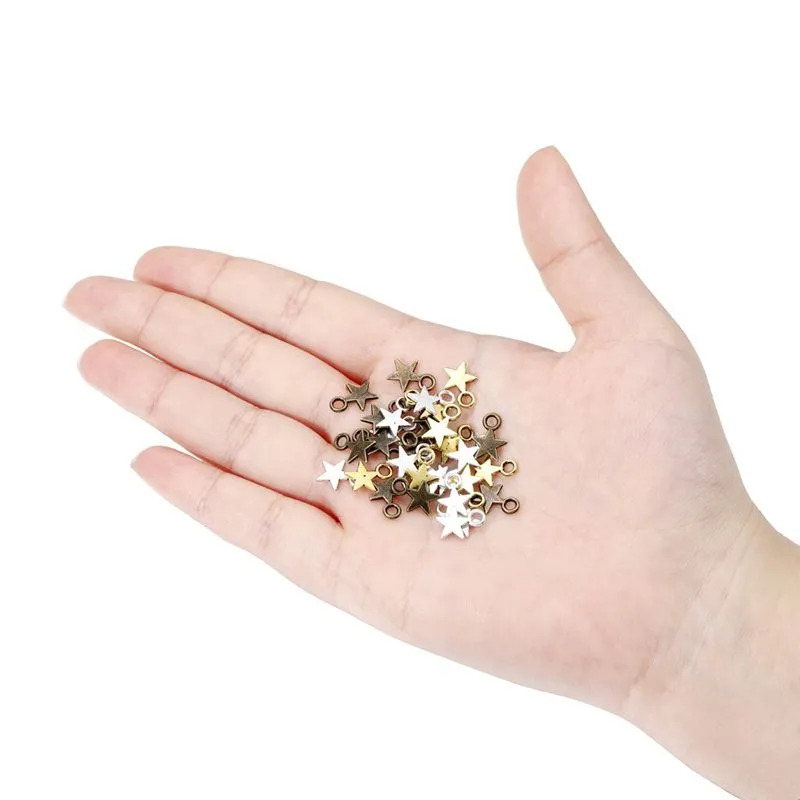 9MM Star Bead Charm Gold Silver Plated Small Pendant for DIY Bracelet Necklace Earring Jewelry Making Alloy 