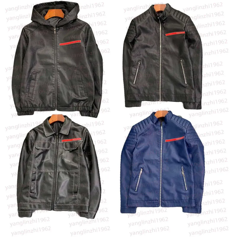 Giacche in pelle da uomo firmate abbigliamento maschile di marca 2023 moda giacca in ecopelle logo marchio Prad cappotti in pelle