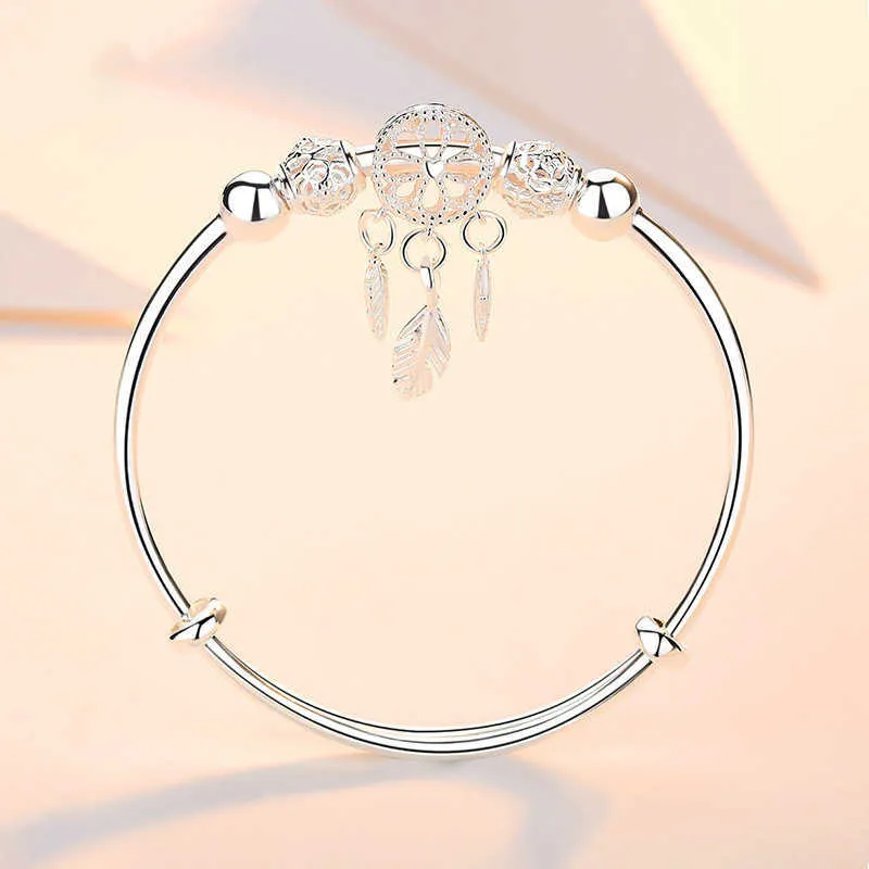 Bransoletki urok bransoletki w stylu koreański prosta bransoletka dla łapacza srebrnego 999 srebrna nisza platowana unikalna zimna bransoletka srebrna bransoletka