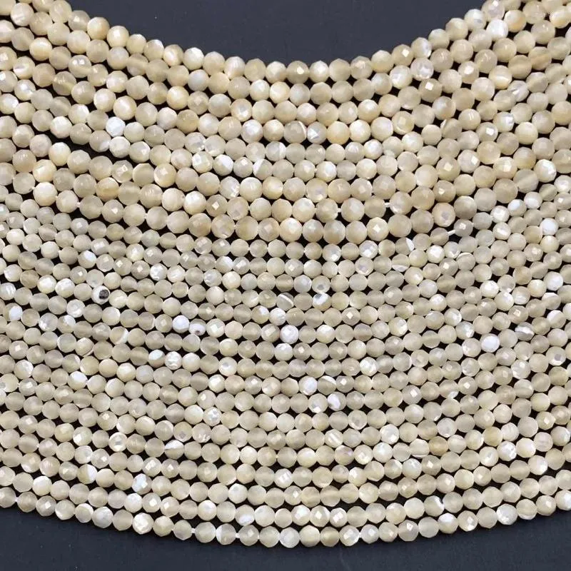 Beads 2mm 3mm 4mm Natural Yellow Shell Faceted Round Beaded Loose Stone For Jewelry Making Bracelet Necklace Supplies Wholesale