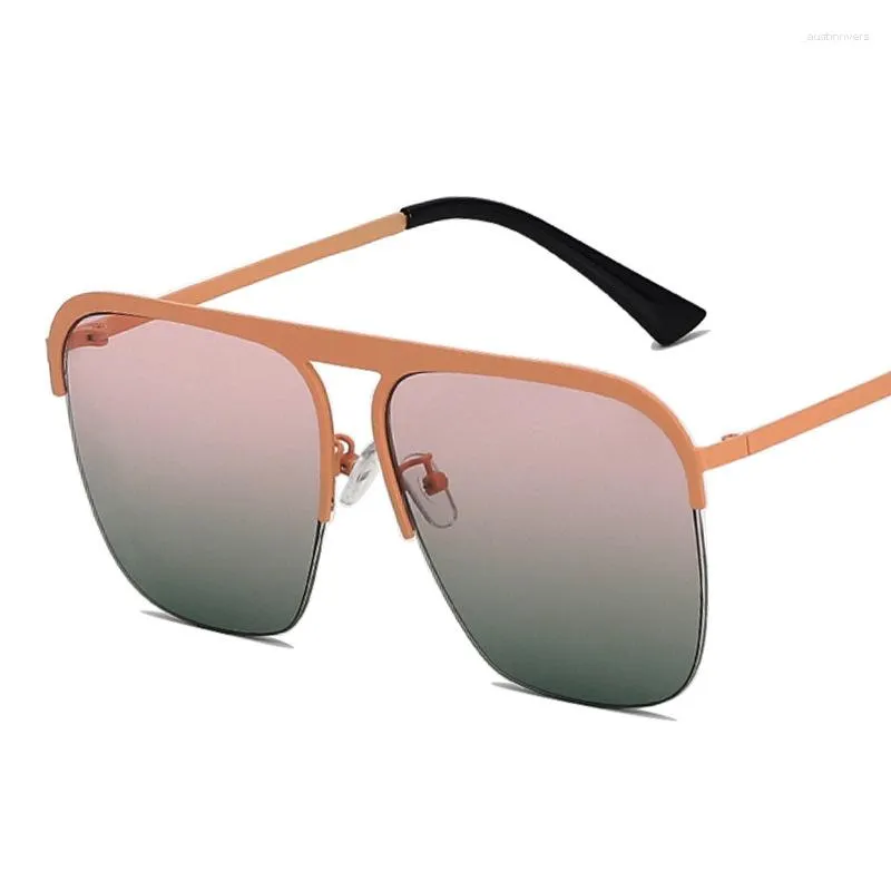 Lunettes de soleil dernière Version femmes demi-cadre métal Style tendance mode laque lunettes de soleil lunettes de Protection UV femme