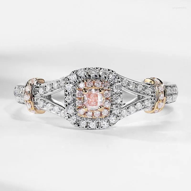 Bagues de cluster 2023 Romantique Rose Diamant pour Femmes S Sterling Sier Fine Jewlery Mignon Couples De Mariage Cadeau De Mode