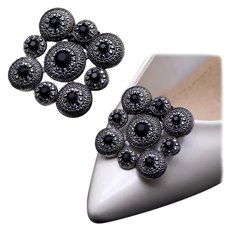 Shoe Parts Accessories Black Pump Shoe Clips Square Glass Rhinestones Shoe Decoration Wedding Party Shoe Accessories for Women Girls DIY Crafts 2 Pcs 230712