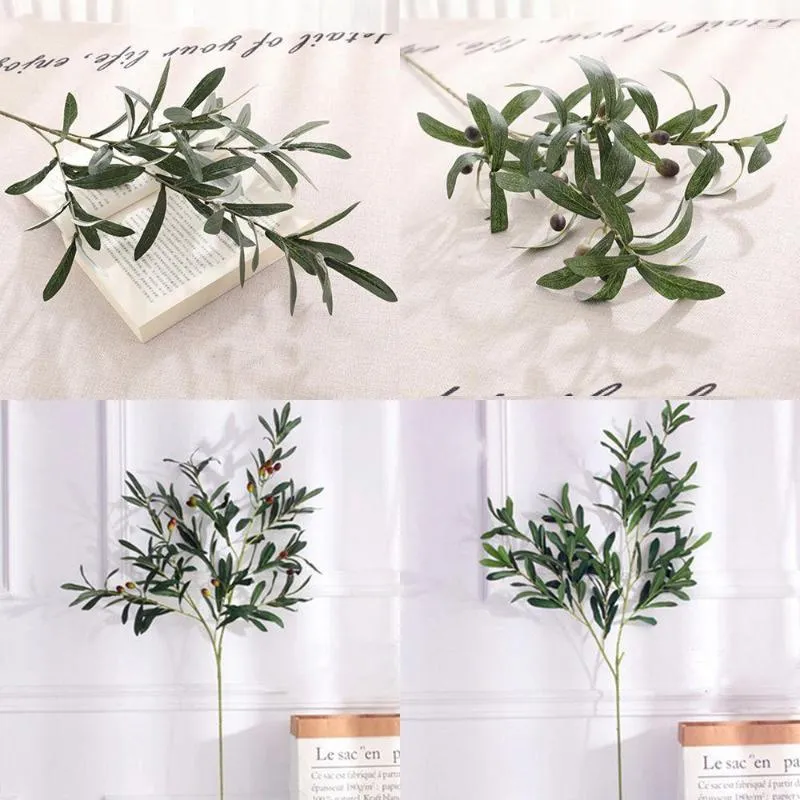 Decorative Flowers Home Decoration Party Supplies Wedding Favors DIY Fake Fruits Olive Tree Branches Artificial Plants Simulation Leaf