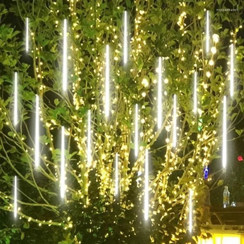 Strings 2024 LED Chuveiro de Meteoros Corda Festiva Impermeável Fairy Garden Decoração Ao Ar Livre Árvore de Rua Guirlanda Decoração de Natal