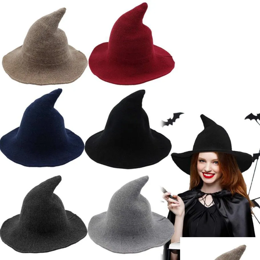 Cloches Women Modern Witch Hat шляпа складной костюм Остром шерстя