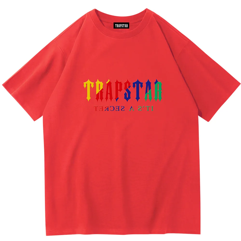 TRAPSTAR Fashion Mens T Shirt Luxury Designer Women T Shirt Short Man All Cotton Summer Casual Sports Brand Logo Print Color Street Popular Red Shirts