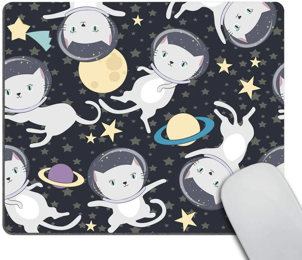 Tapis de souris de jeu personnalisé amusant chat astronaute dans l'espace tapis de souris en caoutchouc antidérapant confortable tapis de souris d'ordinateur personnalisé