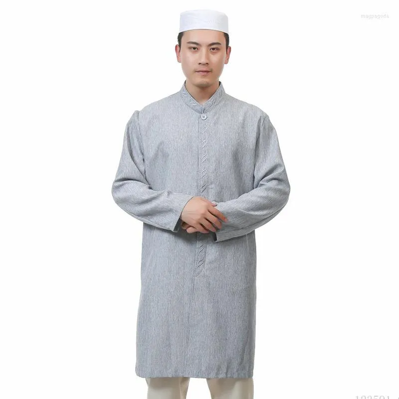 Ethnic Clothing Muslim Men Blouse Islamic Tops Shirts Long Sleeve Fashion Male Coat Cotton And Linen Embroidery Cardigan