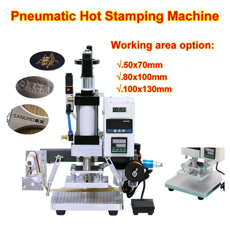 Pneumatische Foliedruk Machine Bussiness PVC Card Branding Custom LOGO Embossing Bronzing Printer met Positionering Slider