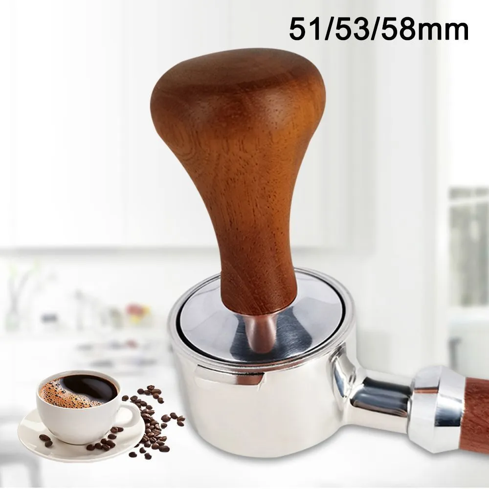 Pressini 51mm53mm58mm Pressino per caffè espresso Manico in legno Martello per polveri Espresso Tamper Distributore di caffè Pressini per caffè Coffeeware 230712