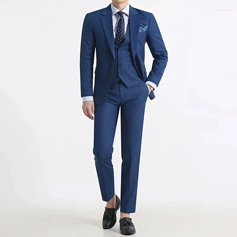 Men's Suits Jacket Pants 2 Pieces Set Dress Boutique British Style Suit Elegant Formal Business Slim Groom Wedding Blazers Trousers