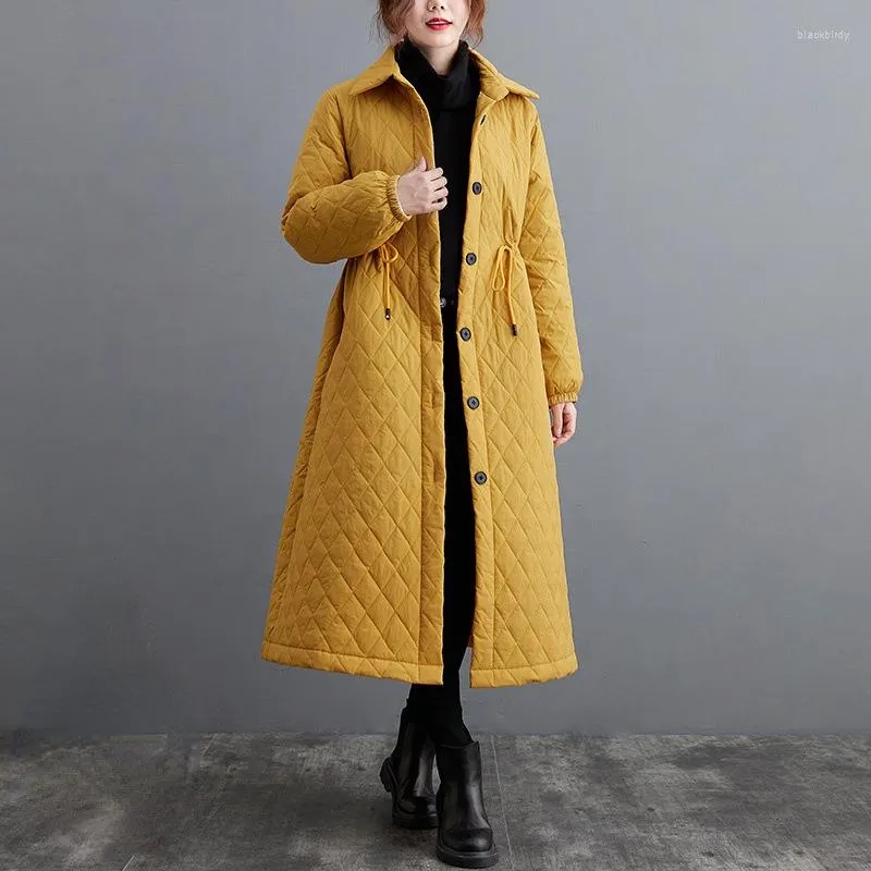 女性のトレンチコート女性の冬のキルティングコットンカーディガン 2023 ファッション長袖スタンドカラー無地ワイルド文学レトロ