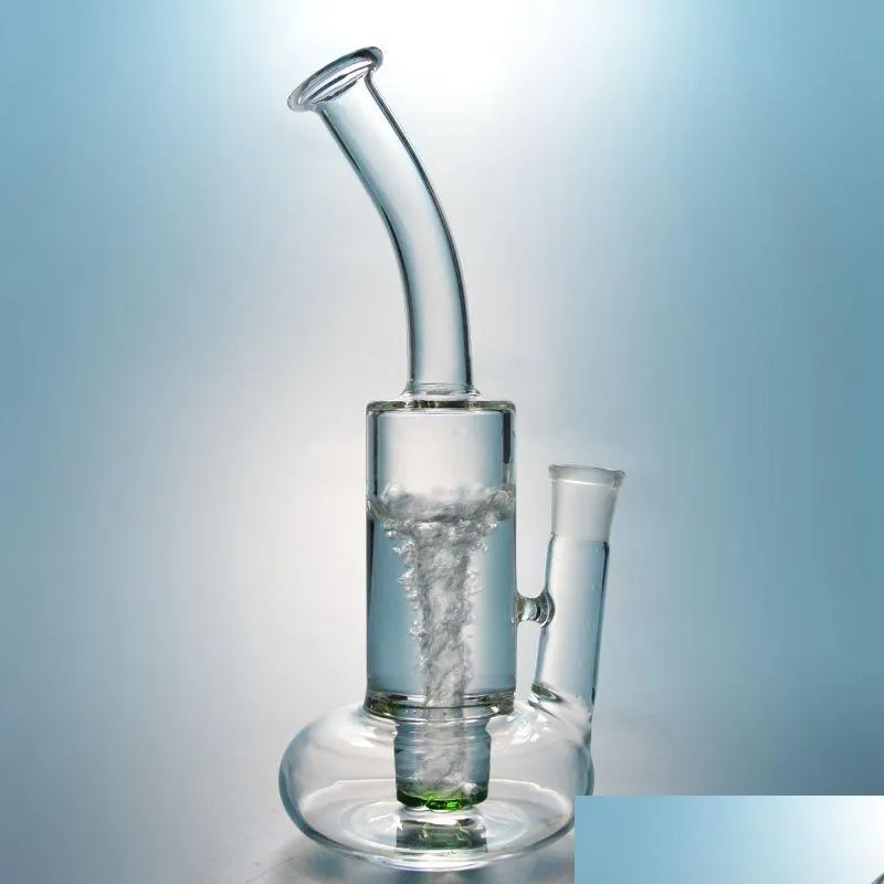 Pipes Pour Fumer Bécher En Verre Clair Bongs Tornado Perc Narguilés Bouée De Sauvetage Base Cyclone Percolateur Bong Fristted Disque Eau Vert Tabac Dhdqo