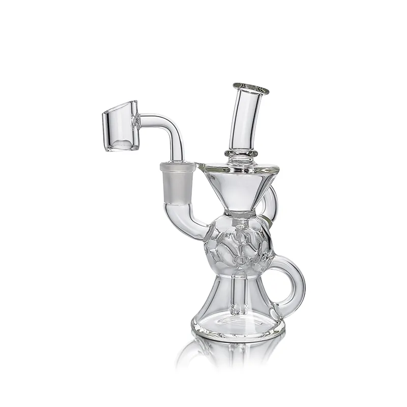 Waxmaid 5.51inches Leo Mini Glass Dab Rig bangs en verre Recycler Bong avec de la cire Plates-formes pétrolières Unique Hive Ball avec 6 trous design US entrepôt vente au détail livraison gratuite