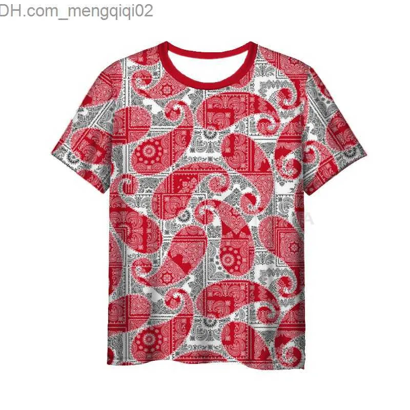 Mäns casual skjortor nya mode bandana 3D-tryck paisley herrar t-shirt casual stil design kort ärm sommar cool t-shirt v17 z230713