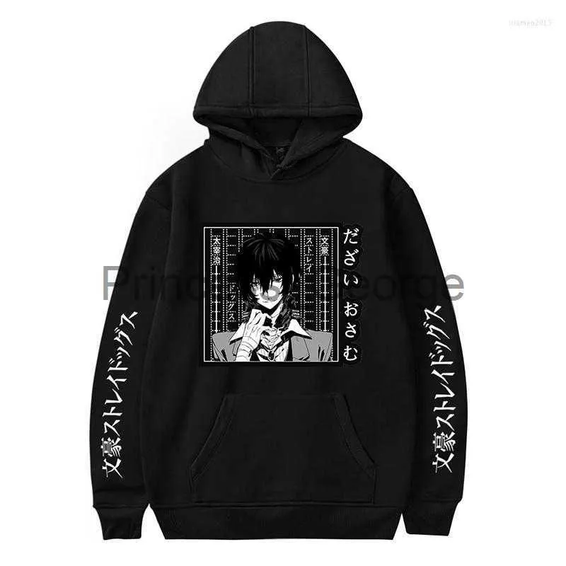 Herrtröjor tröjor män hoodies mode japanska harajuku anime bungo stray hundar kommer män kvinnor långärmad tröjor tröjor vita svarta toppar 4xl x0713