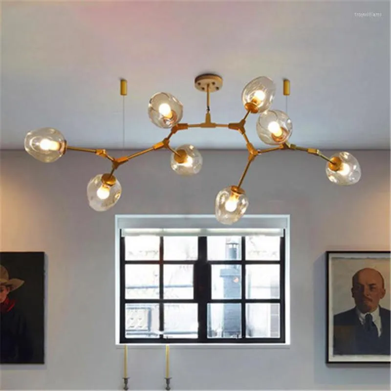 Lampes suspendues Lustre moderne Lampe à LED Lumière Molecular Magic Bean Branch Italian Hang Salle à manger Cuisine Avize Lustre Lighting