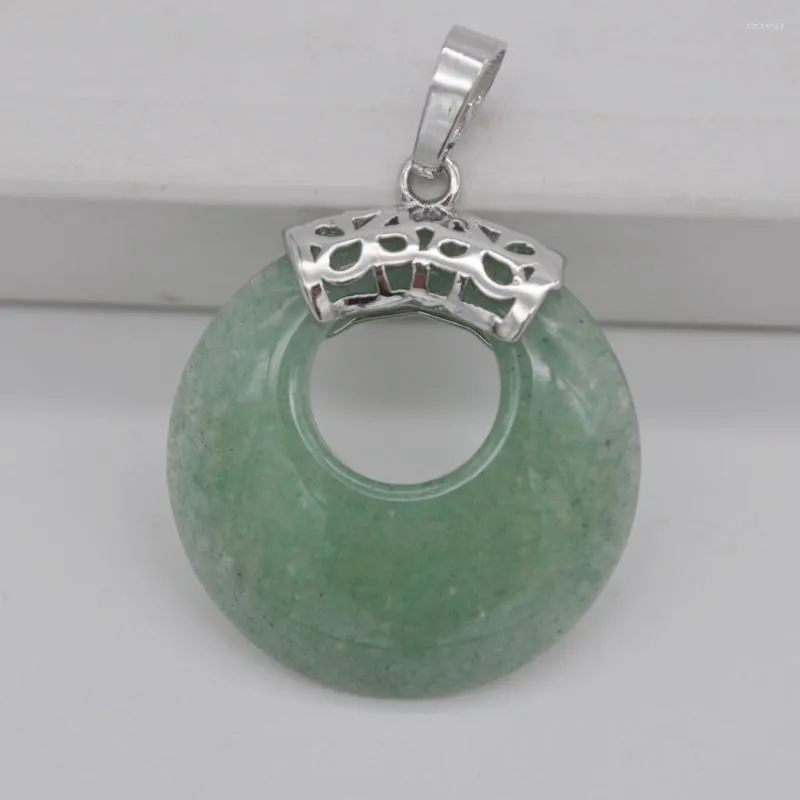 Pendant Necklaces Natural Green Aventurine Circle Stone GEM Jewelry S3150