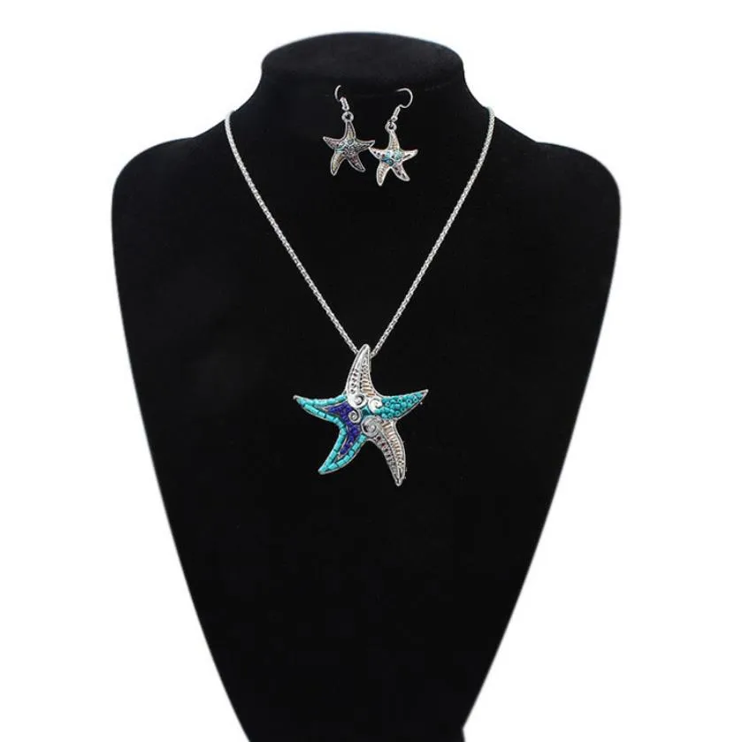 Earrings Necklace Animal Jewelry Sets For Women Rainbow Horse Starfish Necklaces Party Charm S1