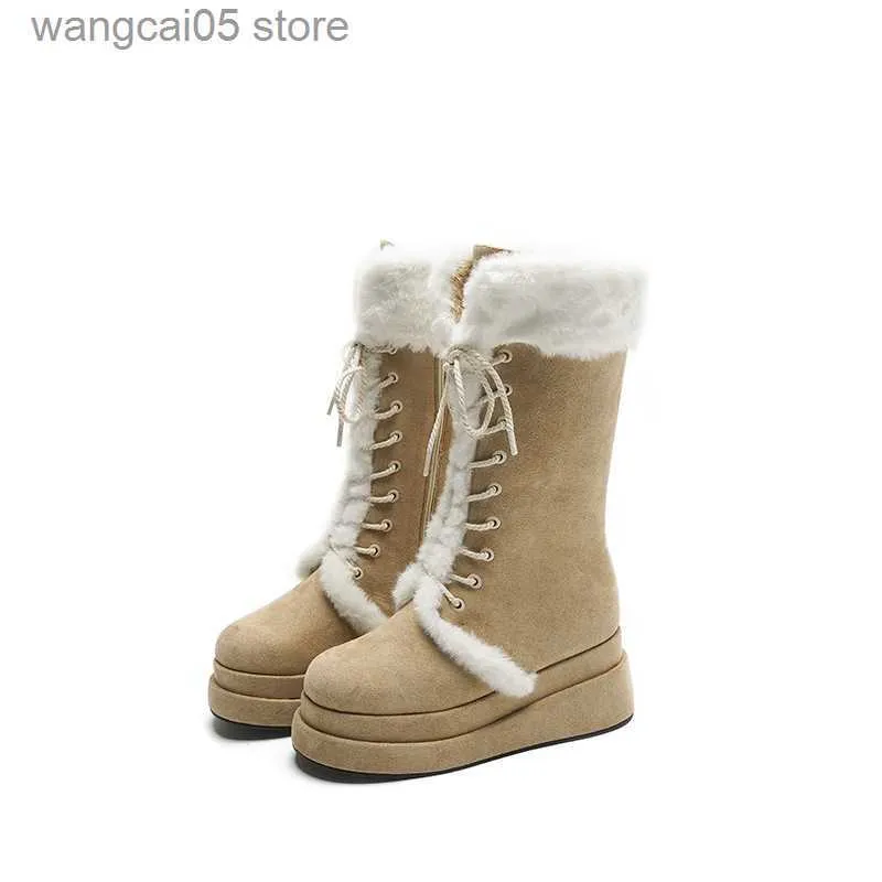 Buty śniegowe buty dla kobiet niepłasko-szkiełka stada płaska stada zima plus aksamitne gęstość ciepła buty wewnętrzne bawełniane bawełniane bawełny kobiety T230713