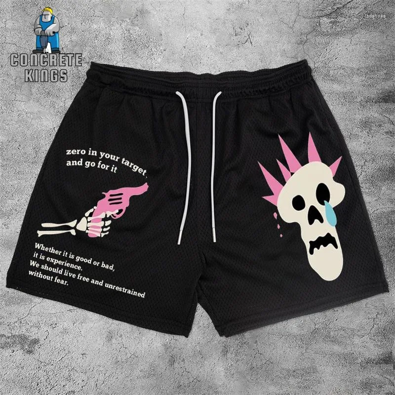 Shorts pour hommes Gym hommes Y2k mode entraînement Anime crâne imprimer Harajuku course pantalons courts été Baggy décontracté plage surdimensionné 6XL