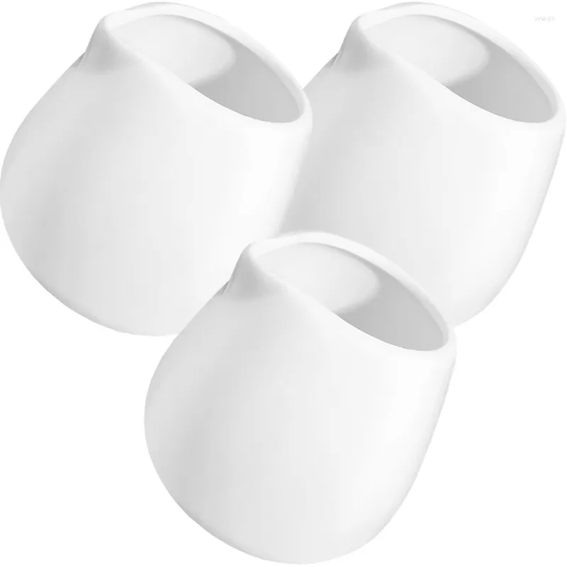 Set di stoviglie 3 pezzi Mini caffettiera Latte Piccola brocca Ceramica Cremiera Contenitore per sugo Ceramica bianca