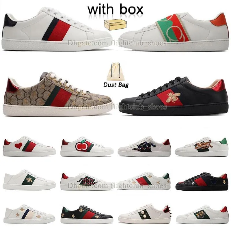 wholesale Chaussures décontractées Hommes Femmes Italie Dessins animés abeille Ge nuine Cuir Tigre Serpent Broderie Rayures Classique célèbre en plein air Baskets formateur Hommes femmes avec boîte