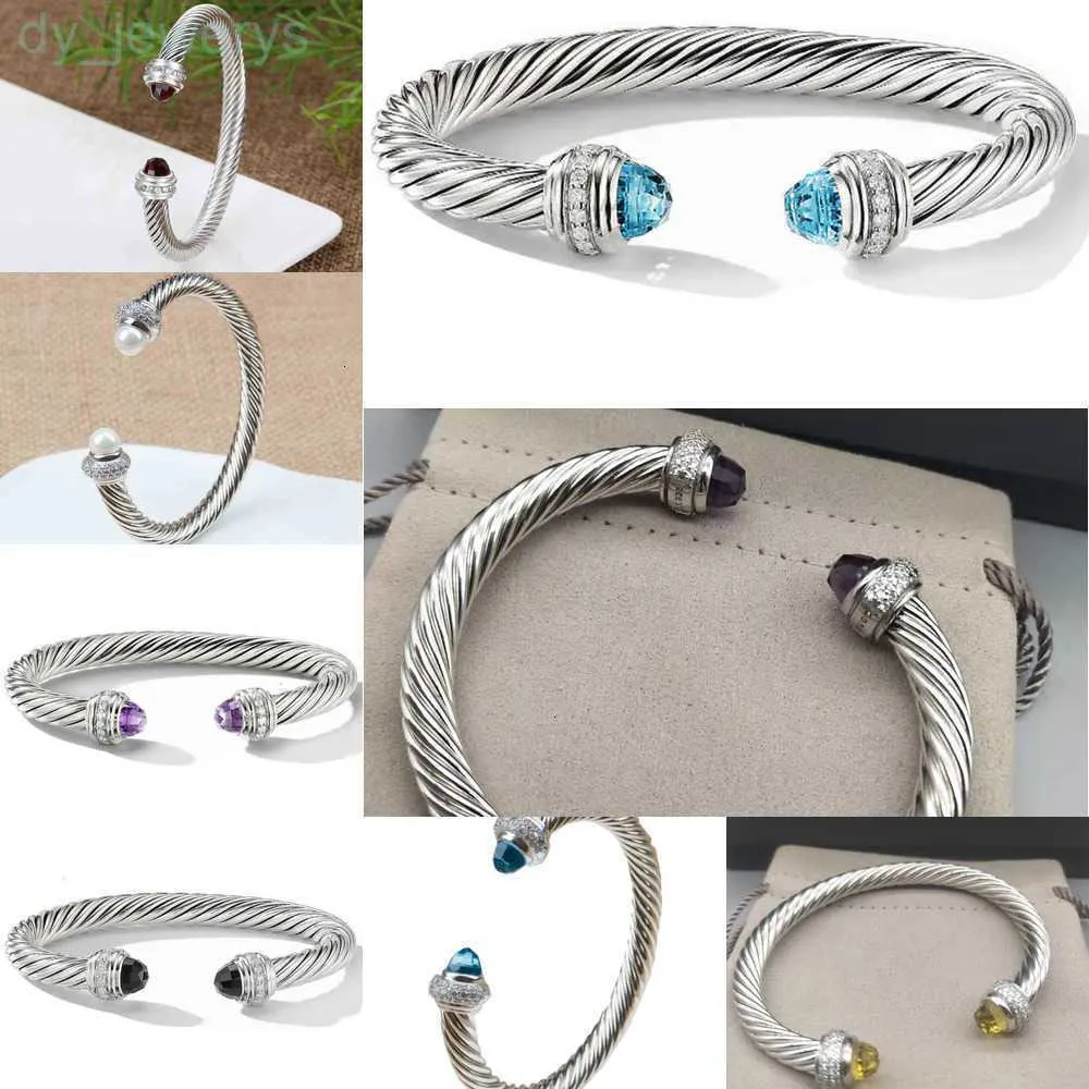 Cuff Full Jewelry Bangle Cable Bracelets Men Twist Bracelet Charm Bracelet 7mm Women Wedding Designer Cubic Zirconia Crystal Open